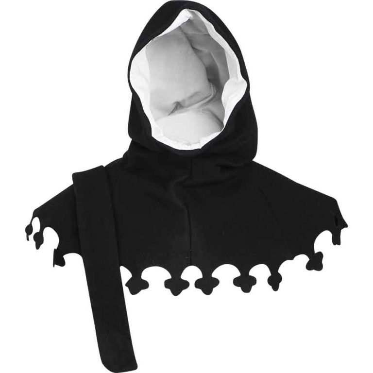 Wool Medieval Liripipe Hood - Black