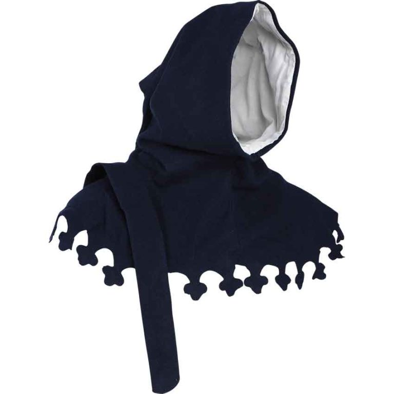 Wool Medieval Liripipe Hood - Blue