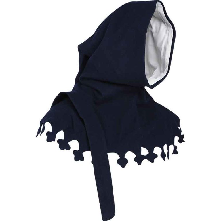 Wool Medieval Liripipe Hood - Blue