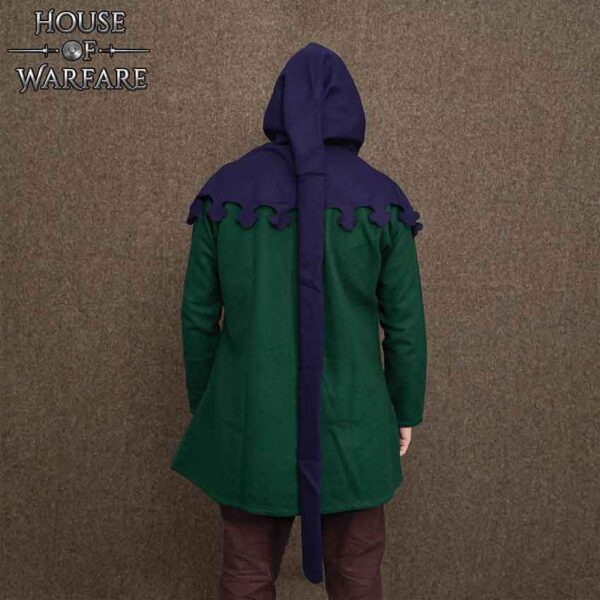 Wool Medieval Liripipe Hood - Blue