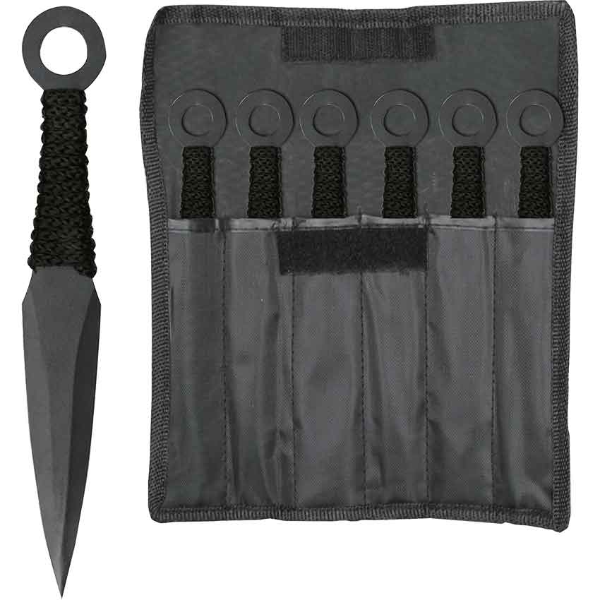 Set of 6 Black Leaf Kunai MC RC 086 6 Medieval Collectibles