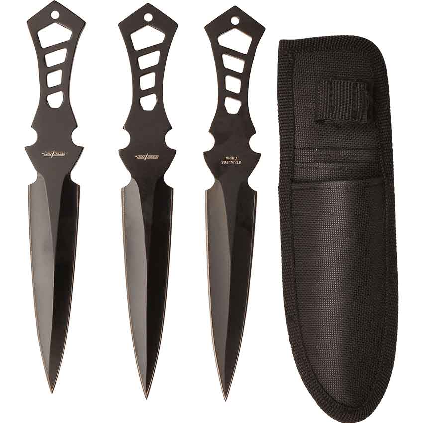 3 Piece Biohazard Dual Toned Leaf Blade Throwing Knives