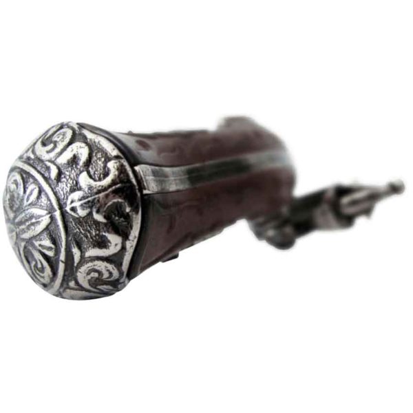 Double Barrel Revolving Wood Grip Flintlock Pistol