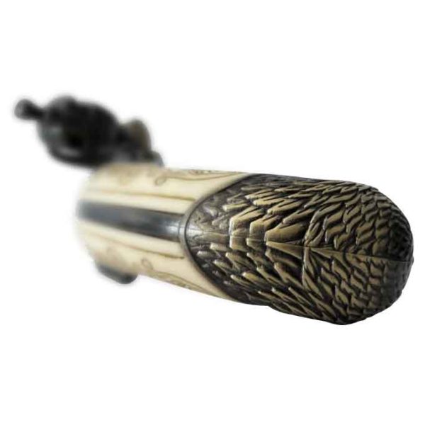 Triple Barrel Revolving Ivory Eagle Flintlock Pistol