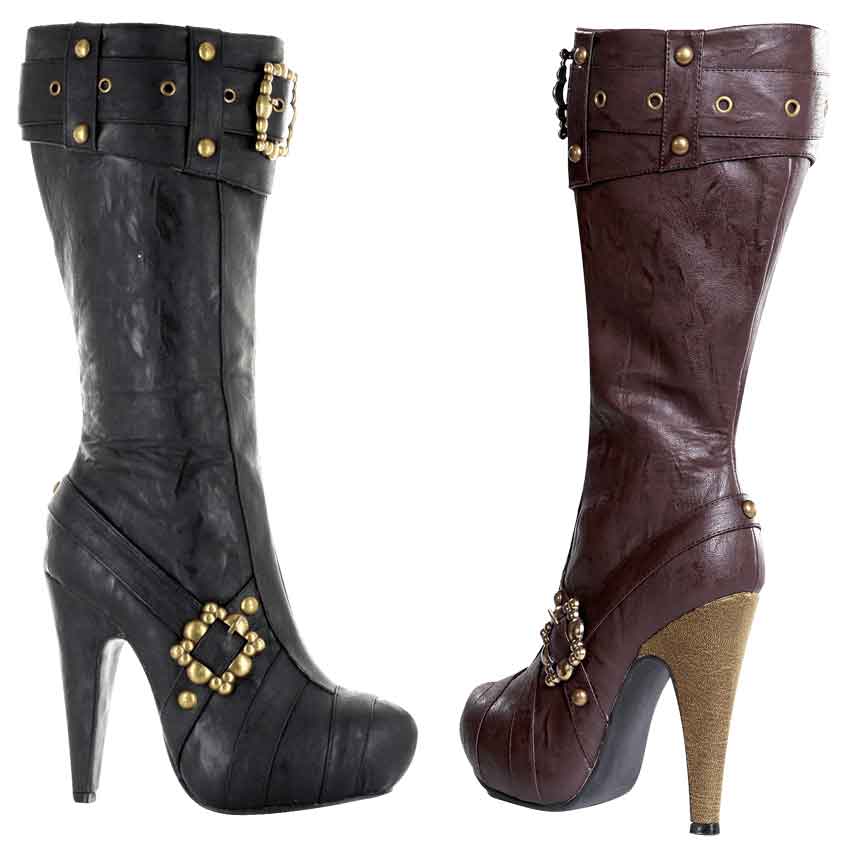 Image of Studded and Buckled Heel Boots