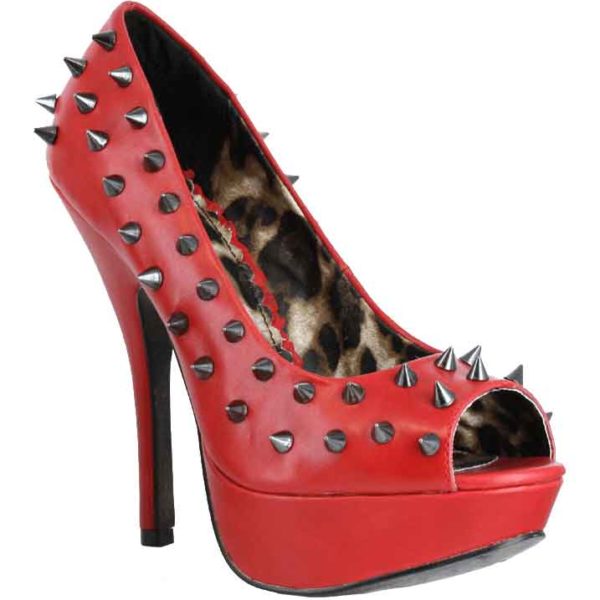 Spiked Open Toe Pumps