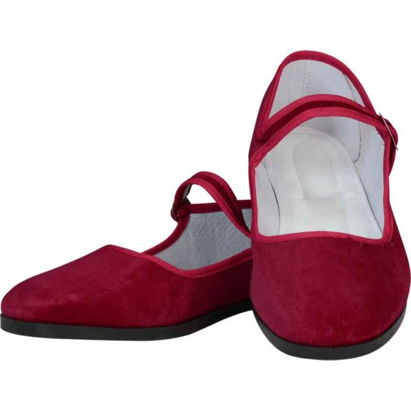 Burgundy Velvet Lady Jane Shoes