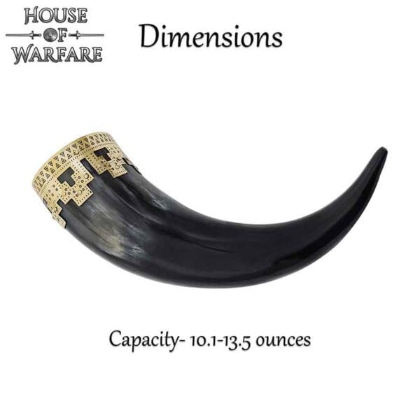 Ornate Brass Rim Drinking Horn