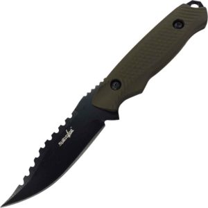 Army Green Sawback Survival Knife