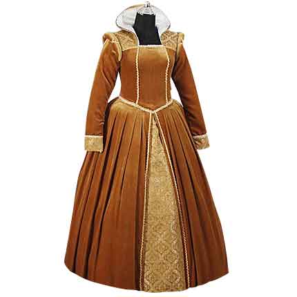 Gold Velvet Renaissance Tudor Gown - MCI-122 - Medieval Collectibles