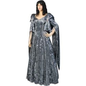 Crushed Velvet Renaissance Dress - Gray