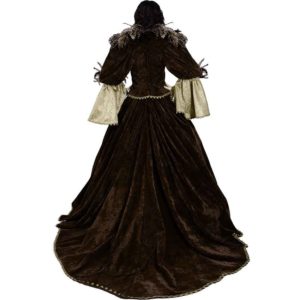Feathered Victorian Noble Dress with Train