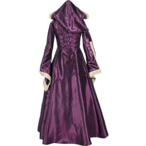 Hooded Renaissance Sorceress Gown - Purple and Ivory