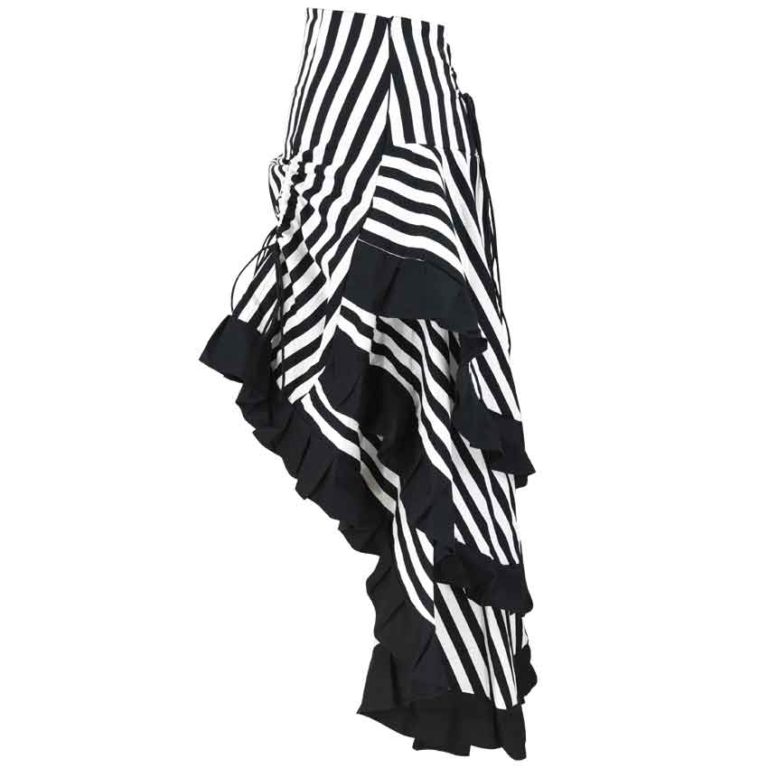 Layered Black and White Striped Steampunk Skirt