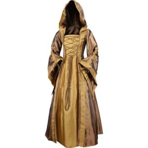 Hooded Renaissance Sorceress Dress – Bronze