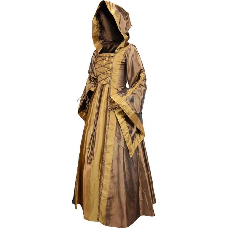 Hooded Renaissance Sorceress Dress – Bronze