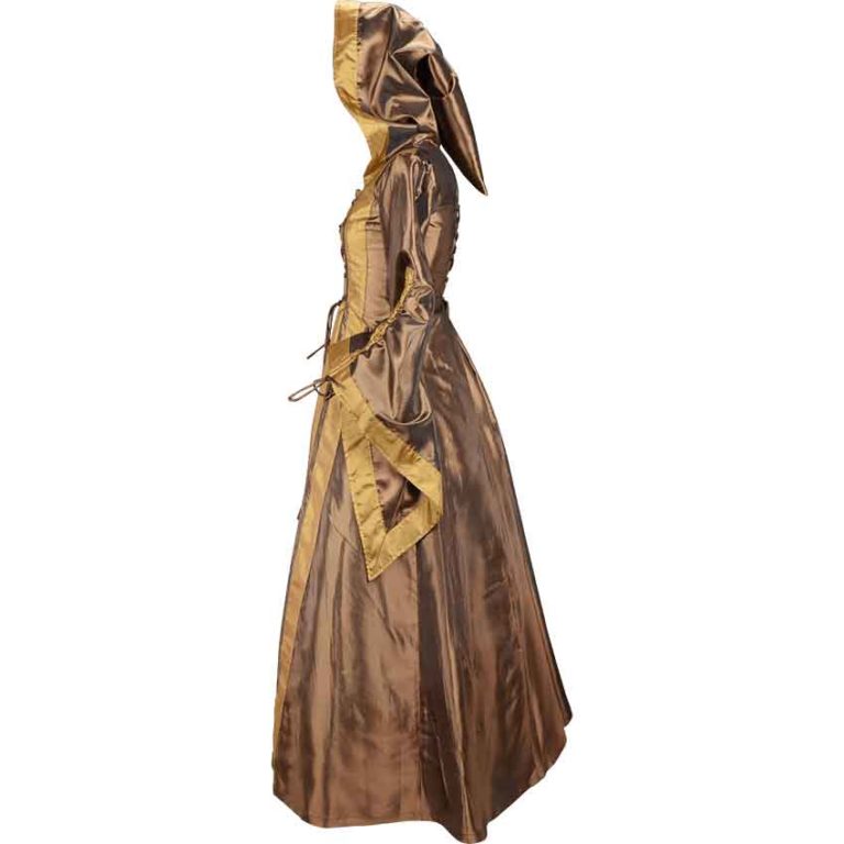 Hooded Renaissance Sorceress Dress – Bronze