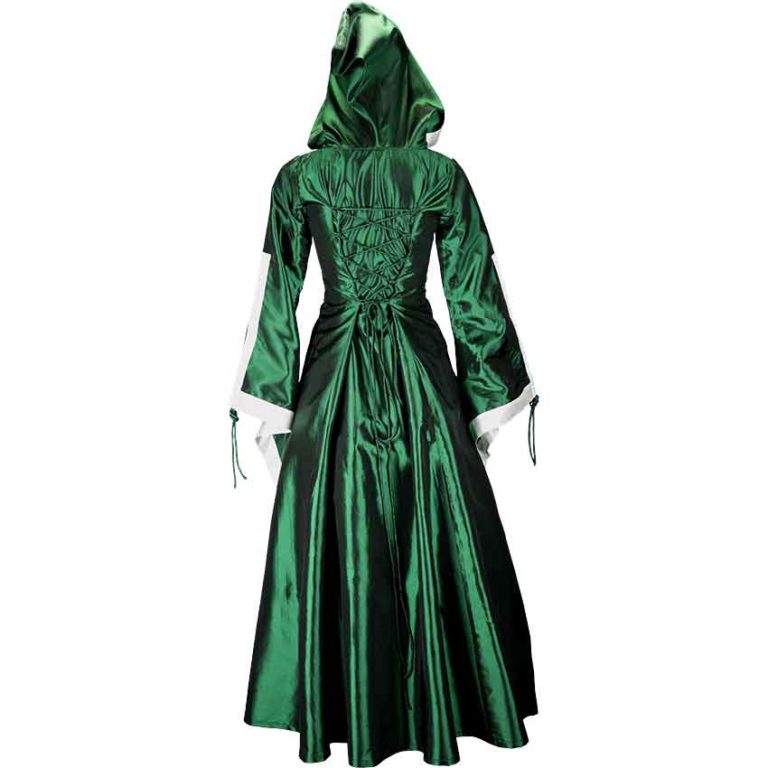 Hooded Renaissance Sorceress Dress – Green