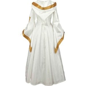 Hooded Renaissance Sorceress Dress – White