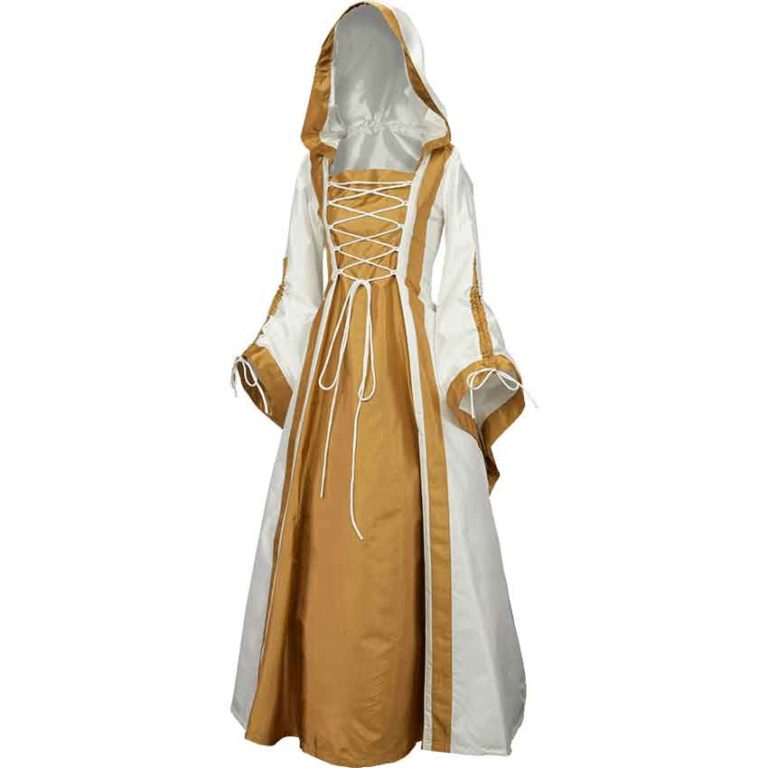 Hooded Renaissance Sorceress Dress – White