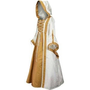Hooded Renaissance Sorceress Dress – White