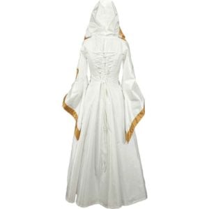Hooded Renaissance Sorceress Dress – White