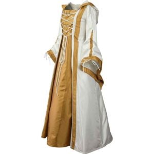 Hooded Renaissance Sorceress Dress – White