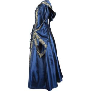Alluring Damsel Dress with Hood – Blue with Gold