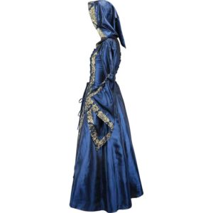 Alluring Damsel Dress with Hood – Blue with Gold