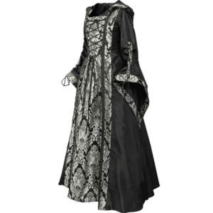 Alluring Damsel Dress with Hood – Black with Silver