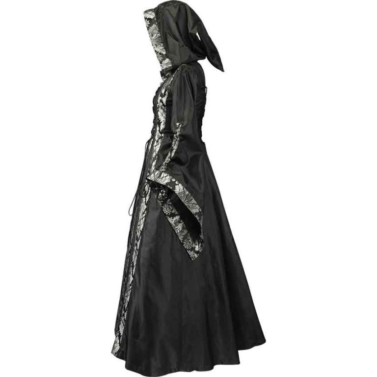 Alluring Damsel Dress with Hood – Black with Silver