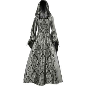 Alluring Damsel Dress with Hood – Silver with Black