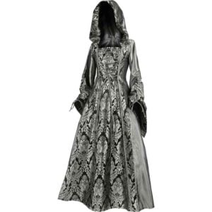 Alluring Damsel Dress with Hood – Silver with Black