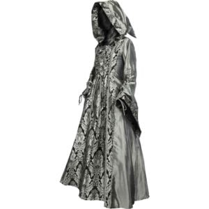 Alluring Damsel Dress with Hood – Silver with Black