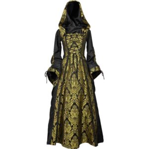 Alluring Damsel Dress with Hood – Black with Gold