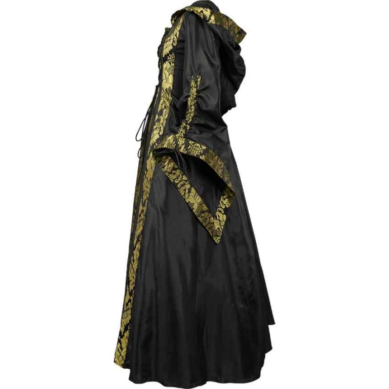 Alluring Damsel Dress with Hood – Black with Gold