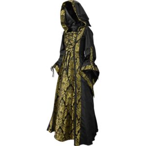 Alluring Damsel Dress with Hood – Black with Gold