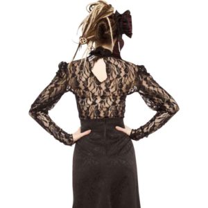 Gothic Sheer Applique Lace Blouse