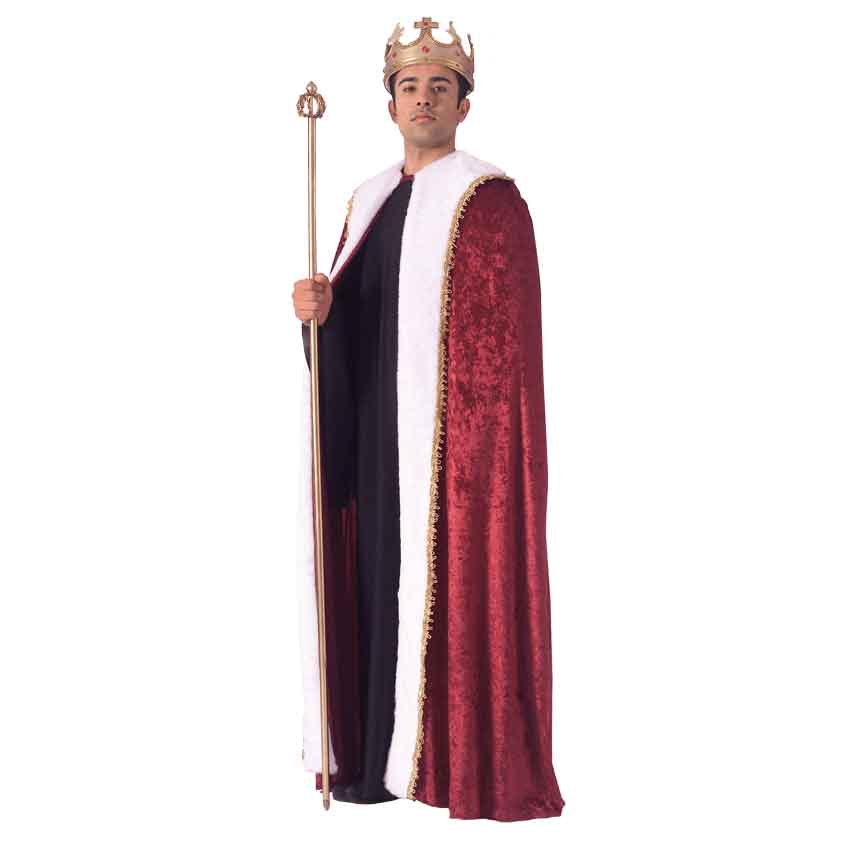 thumbnail interactive-video image 1 of ILOVEFANCYDRESS King Robe And Crown Christmas Fancy Dress Costume - Adults & Childrens 1 of 3