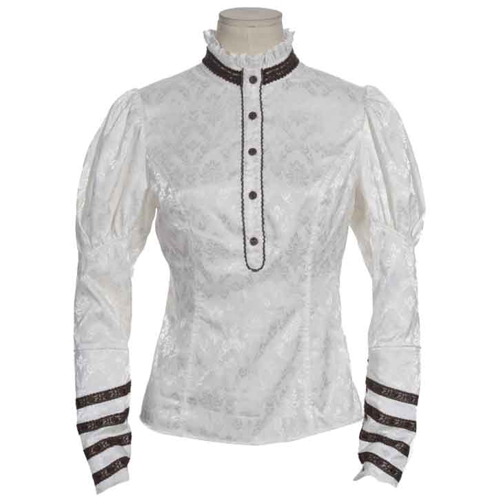 Steampunk Long Sleeve Jacquard Blouse - RL-SP059 - Medieval Collectibles