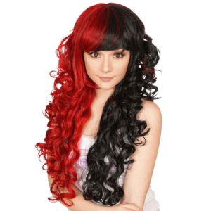 Split Red and Black Wig