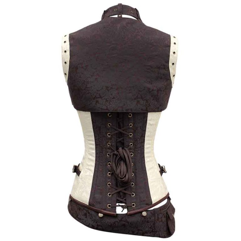 Cream Steampunk Corset and Jacket Set