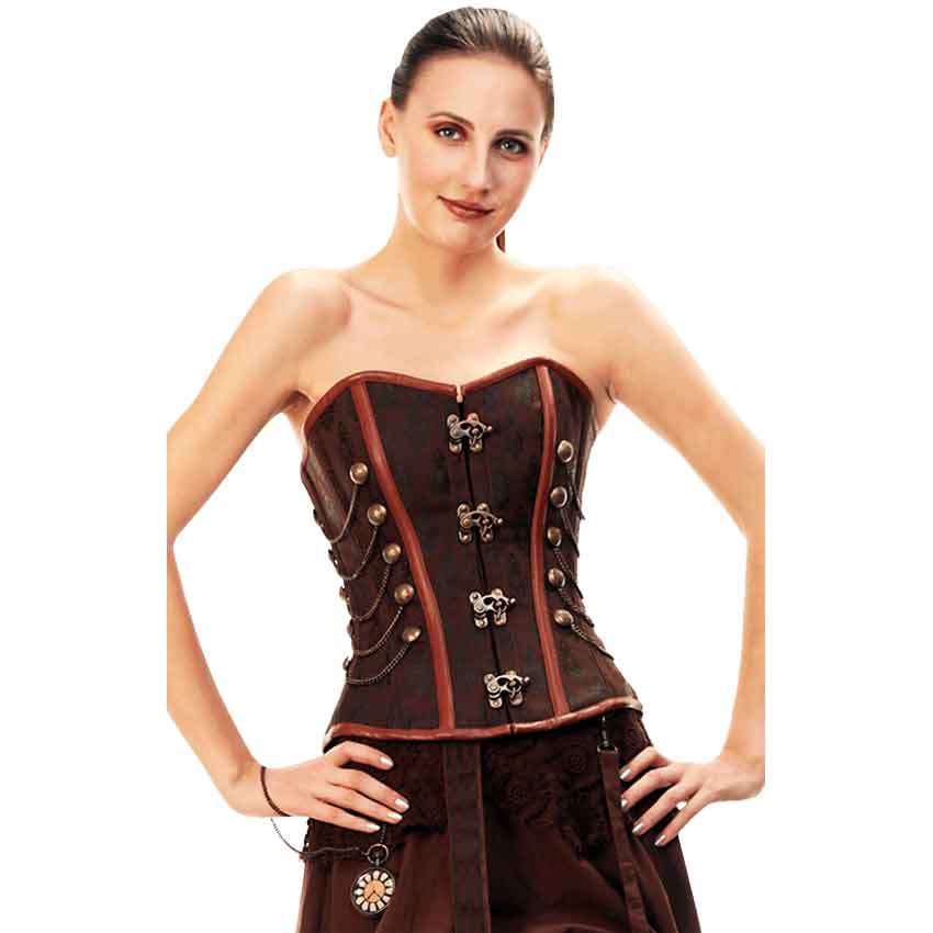 Steampunk Overbust Corset with Antique Metal Clasps - VG-0046