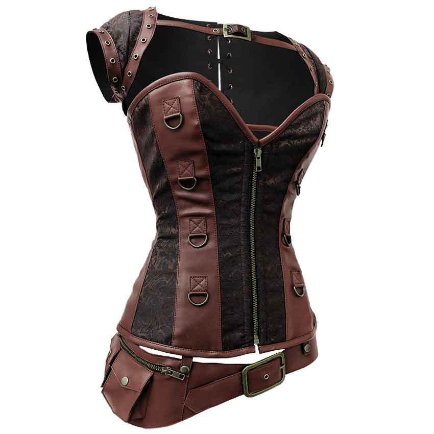 Steampunk Corset with Detachable Belt & Jacket in Ecstasy Pattern - VG-0109  - Medieval Collectibles