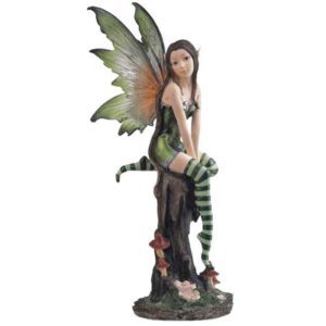 Green Fairy on Stump Statue