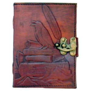 Mystic Raven 5x7 Embossed Leather Locking Journal