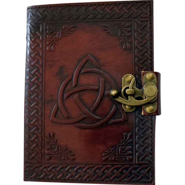 Triquetra Knot Embossed Leather Journal with Lock