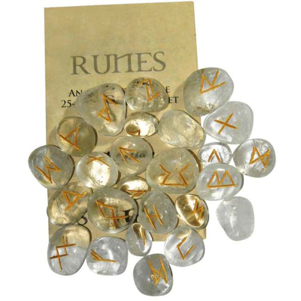 Crystal Quartz Set of Rune Stones - 090-RSCQ - Medieval Collectibles