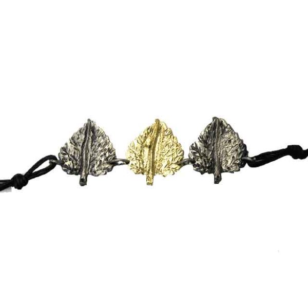 Brass Textured Leaves Bracelet