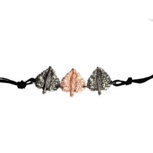 Polished Copper Textured Leaves Bracelet